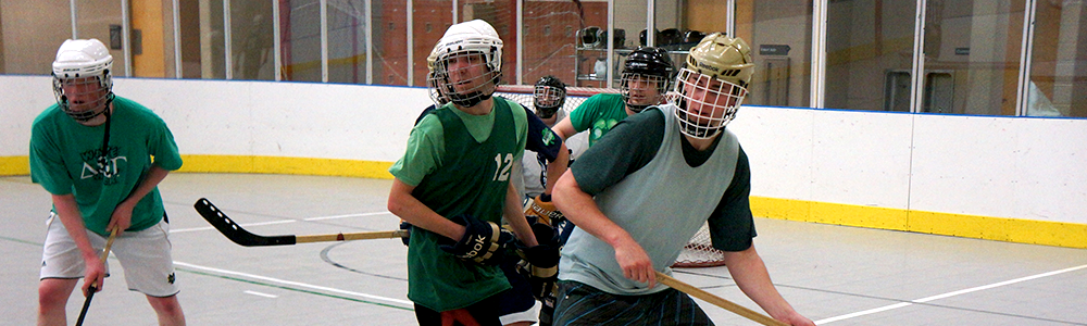 Notre Dame Recsports Intramural Sports Floor Hockey Close Up Spring 2016 Featured Image