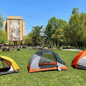 3 tents on library lawn